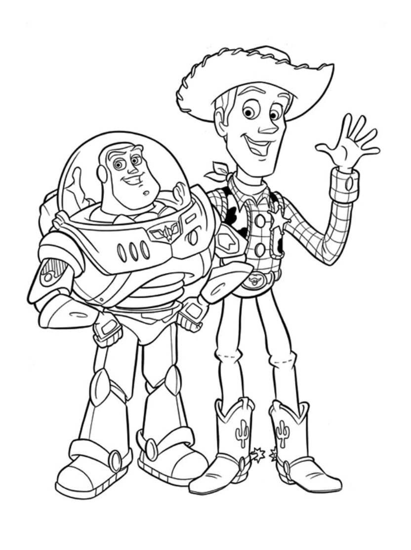 Coloriage Buzz L Eclair Et Woody