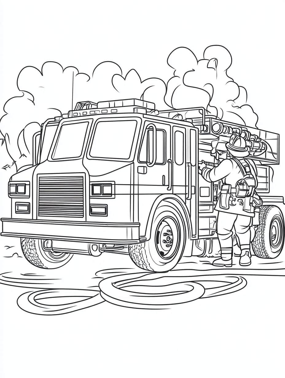 Coloriage Camion De Pompier Pour Adorer Les Hommes Du Feu