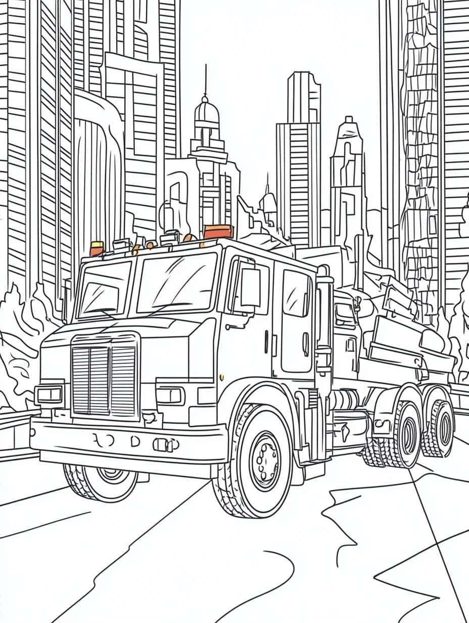 Coloriage Camion De Pompier Pour Le Pompier En Herbe