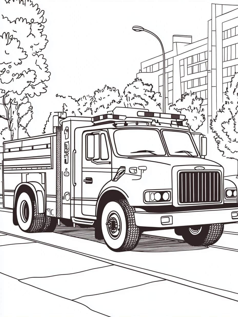 Coloriage Camion De Pompier Pour Les Petits Heros