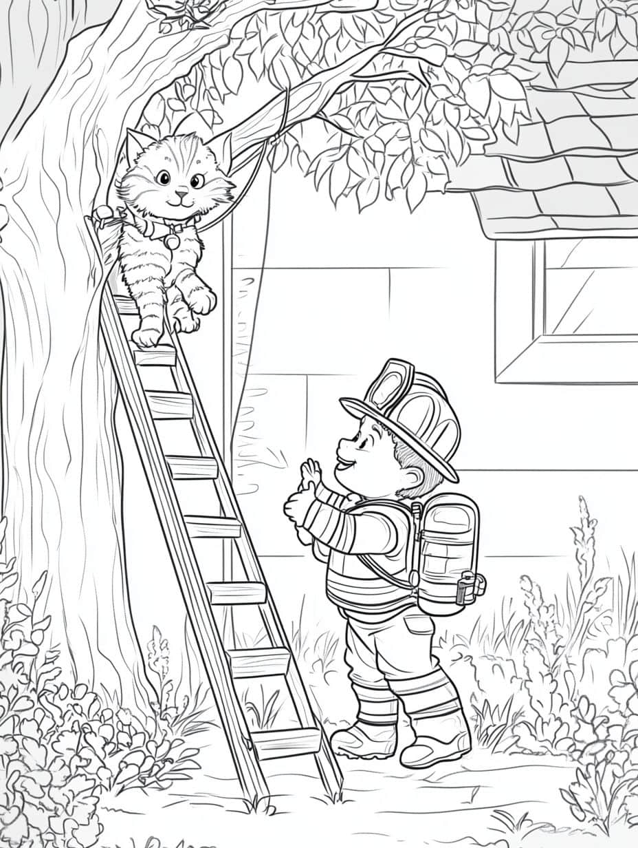 Coloriage Camion De Pompier Une Scene De Sauvetage Heroique