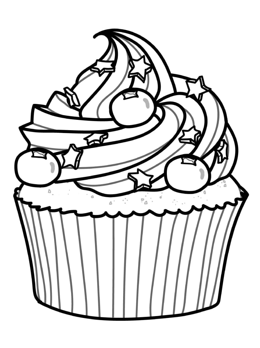 Coloriage Cupcake Gratuit Et Imprimable En Un Clic