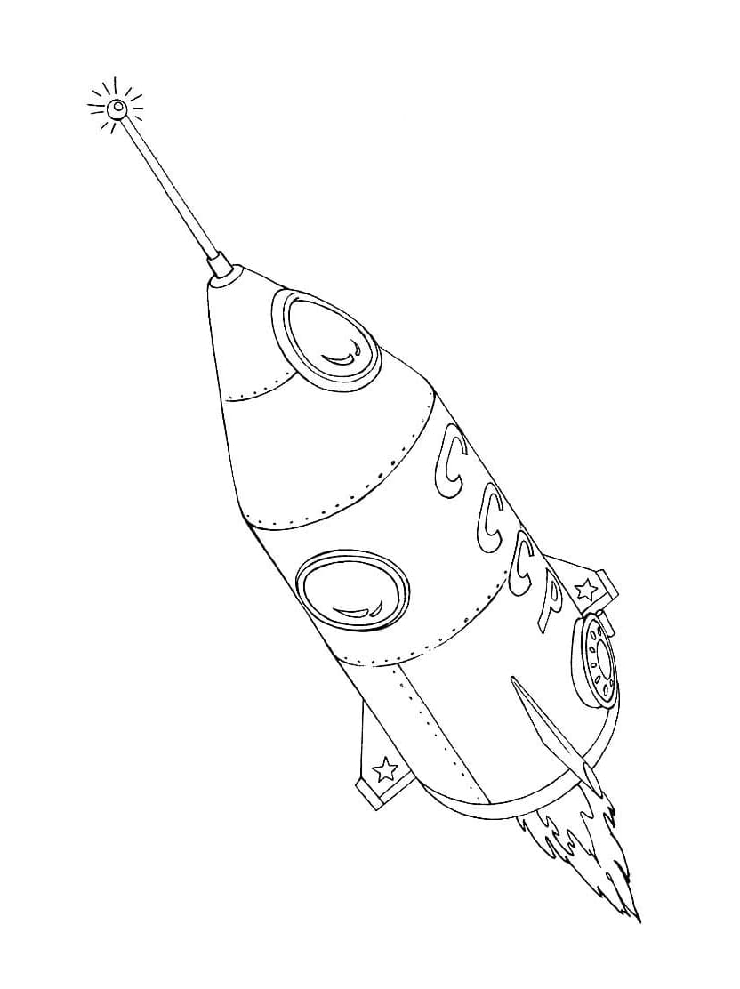 Coloriage Fusee Vintage Pour Les Petits Amateurs De Science