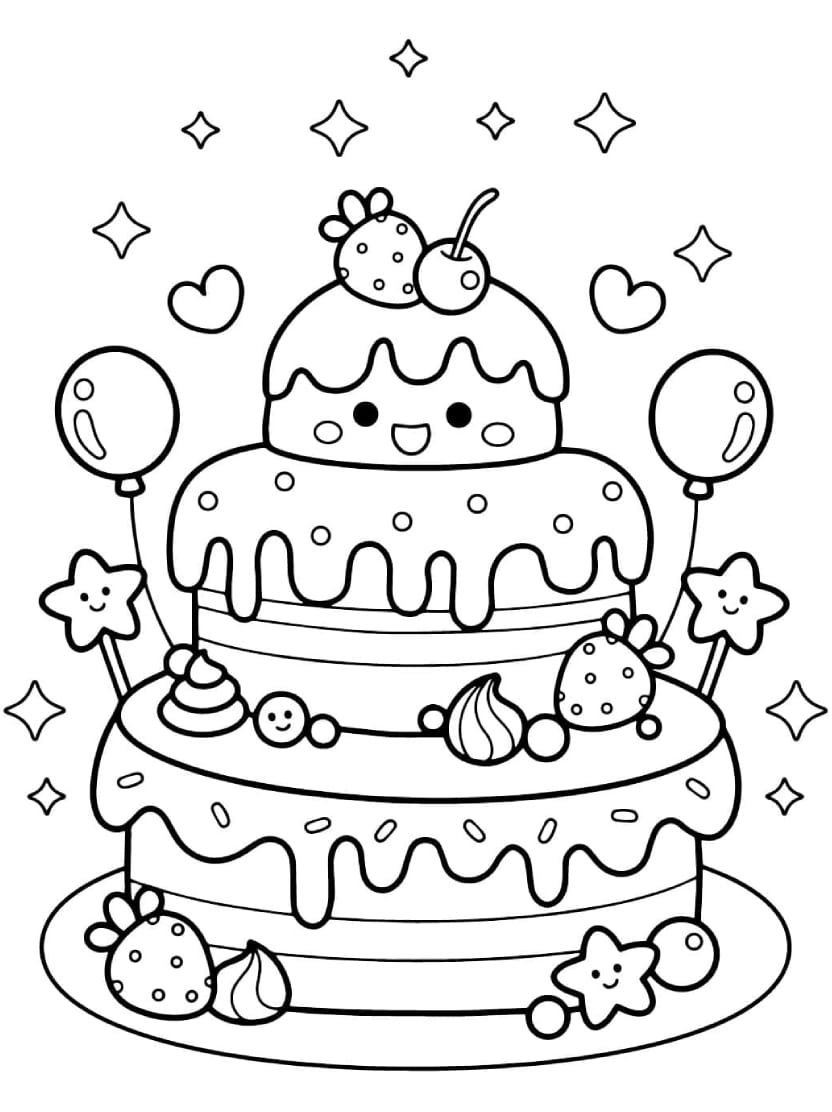 Coloriage Gateau Anniversaire A Colorier Pour Tous