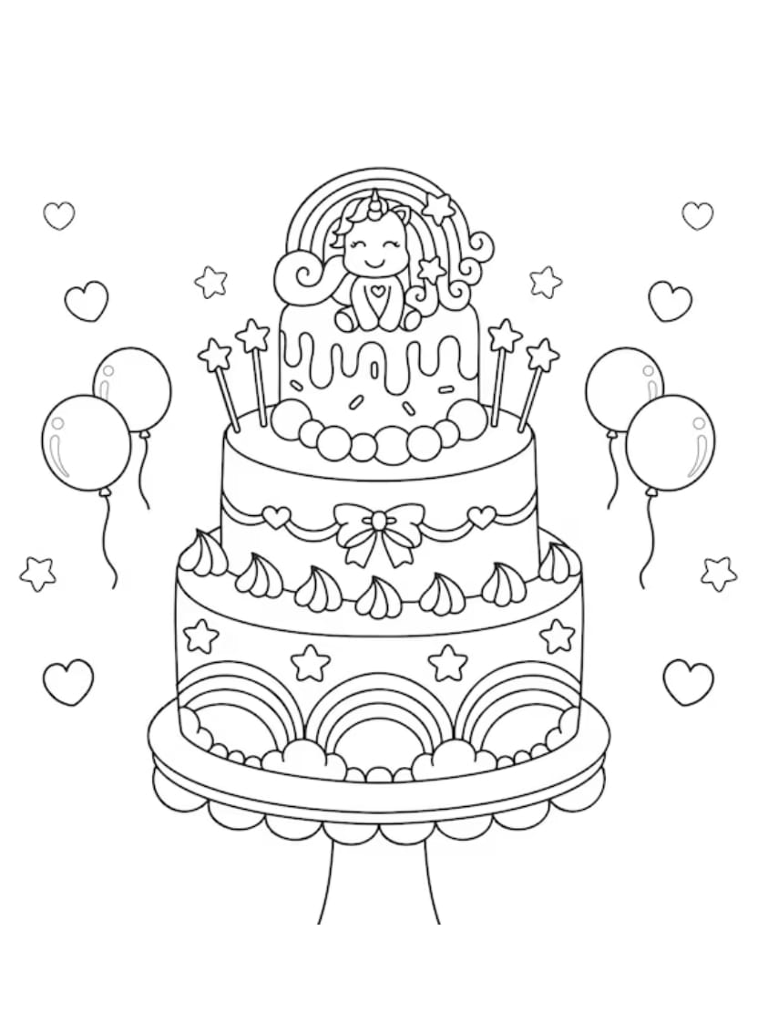 Coloriage Gateau Anniversaire Delicieux Et Facile