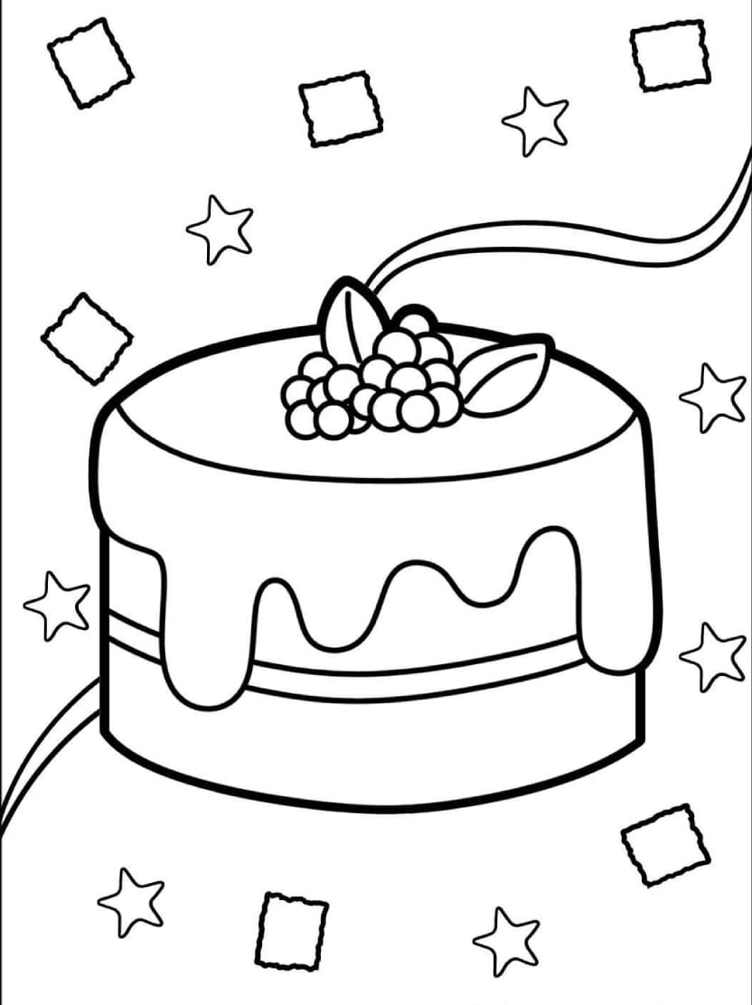 Coloriage Gateau Anniversaire Multicolore Et Mignon