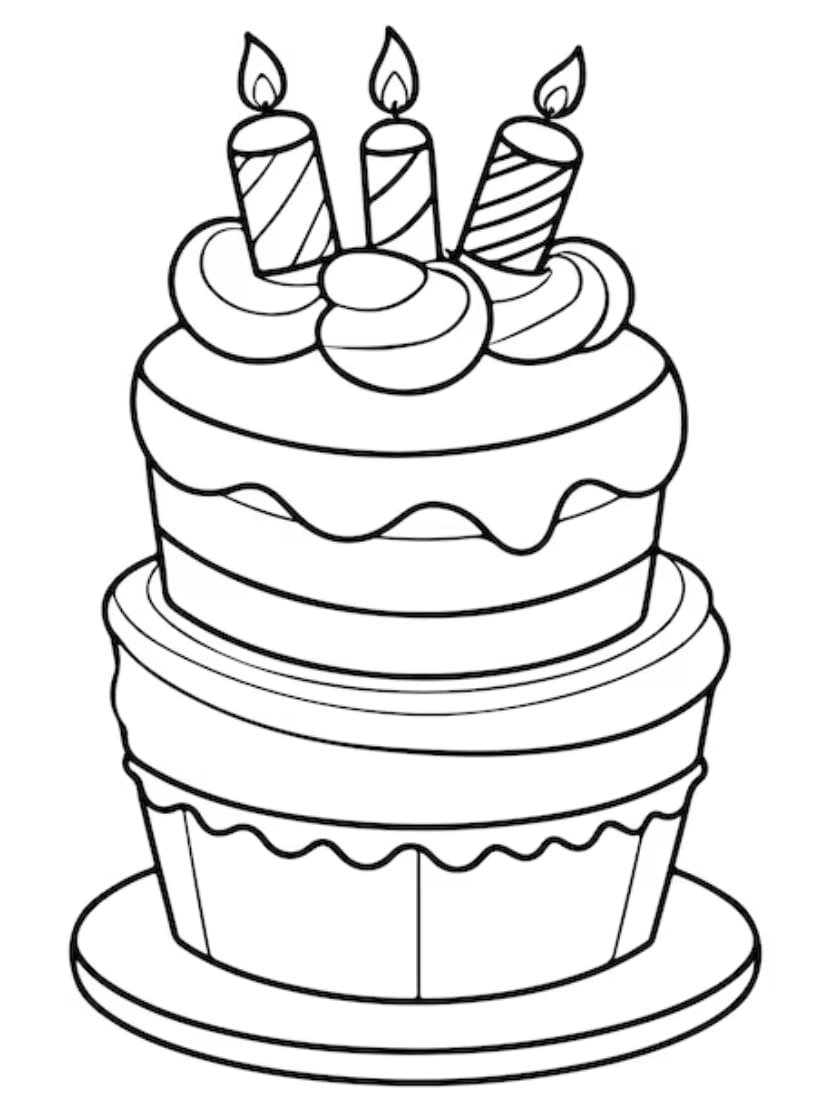 Coloriage Gateau Anniversaire Plein De Bonheur