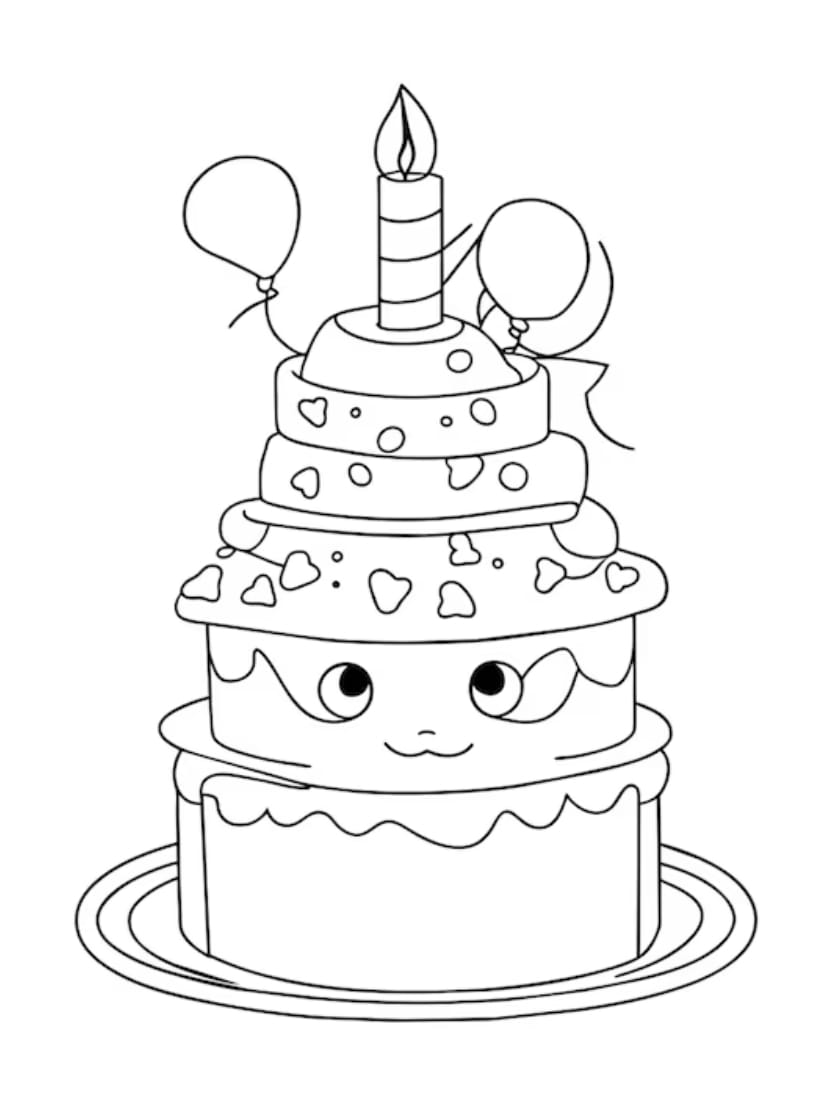 Coloriage Gateau Anniversaire Rempli De Bougies Et De Charme