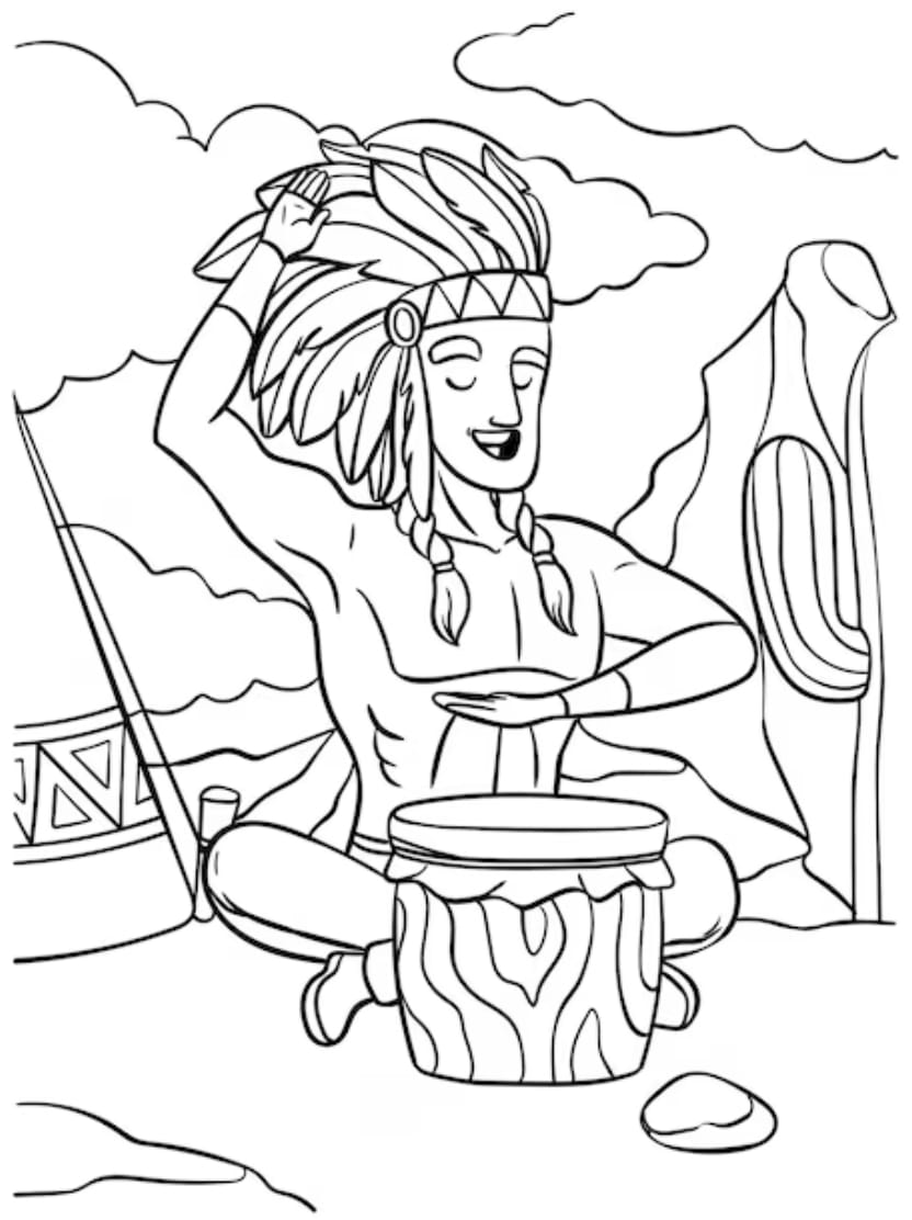 Coloriage Indien Pour Admirer Les Symboles De La Nature