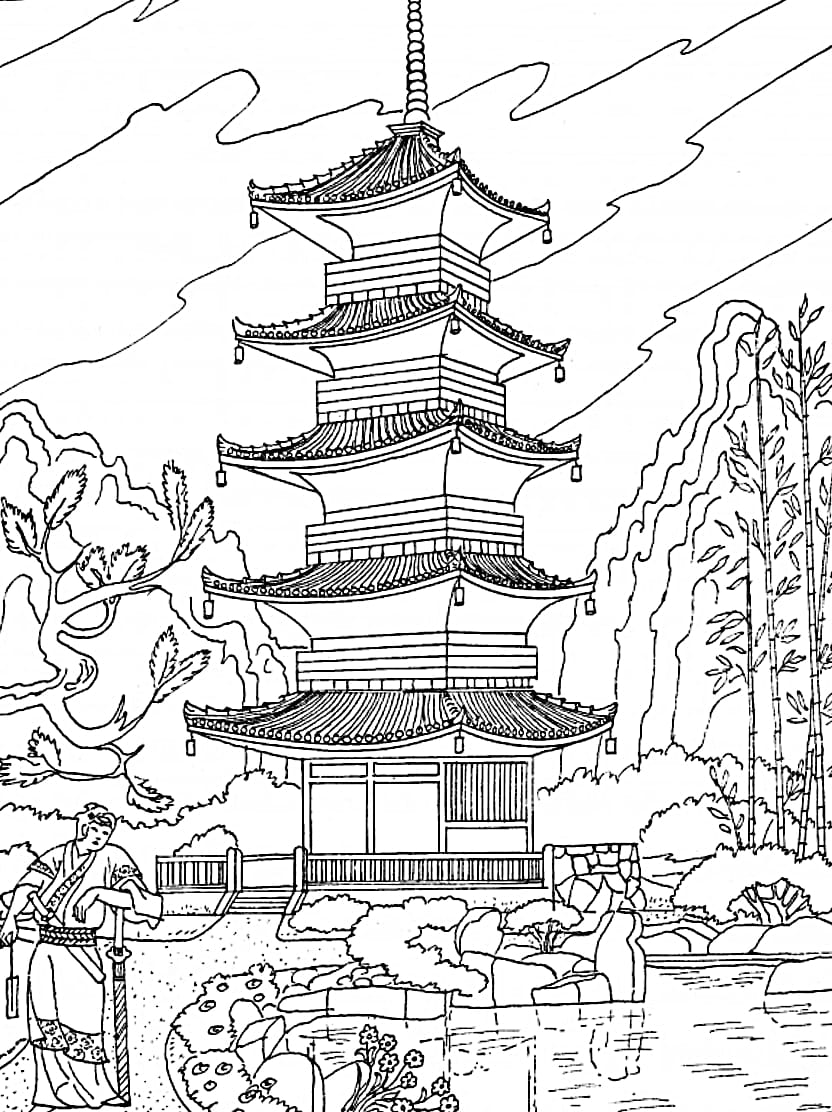 Coloriage Japonais Creatif Avec De Beaux Dessins Traditionnels