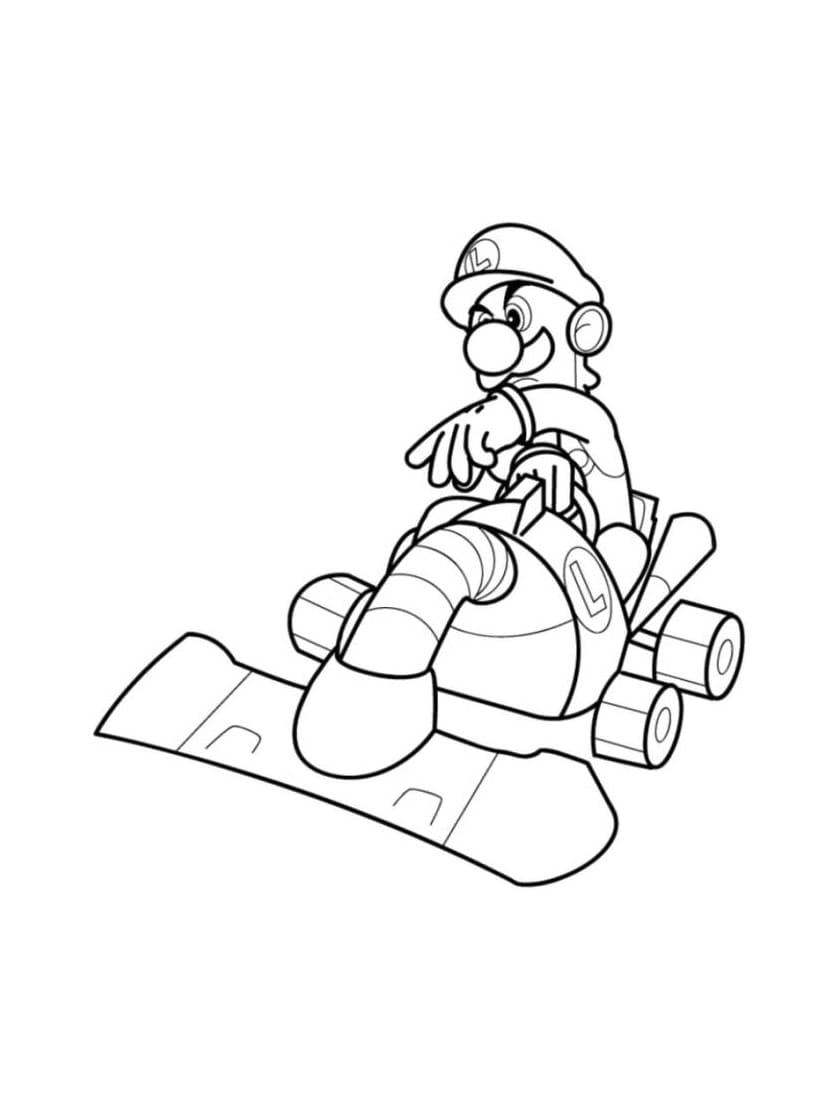 Coloriage Luigi Dans Une Voiture