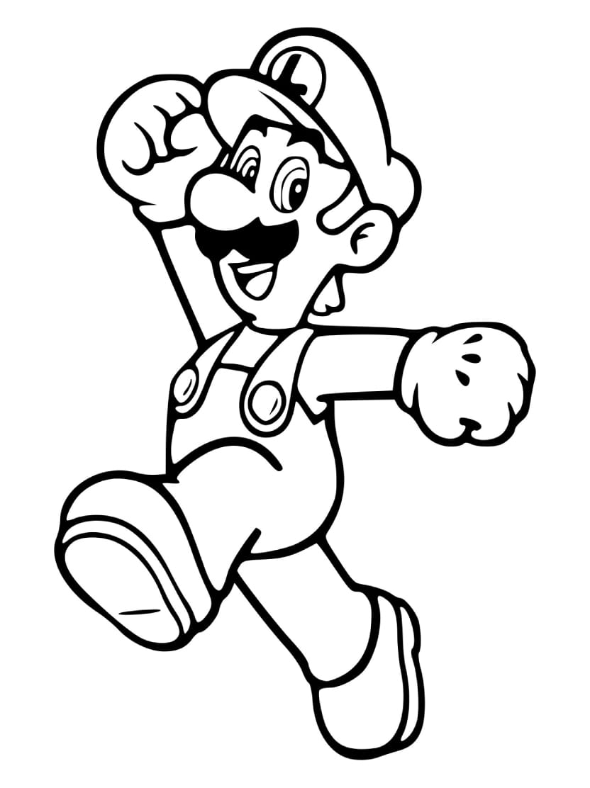 Coloriage Luigi En Train De Courir