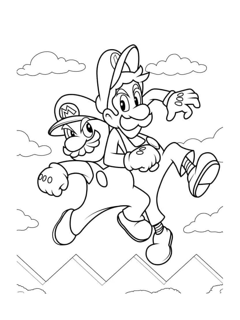 Coloriage Luigi Et Mario