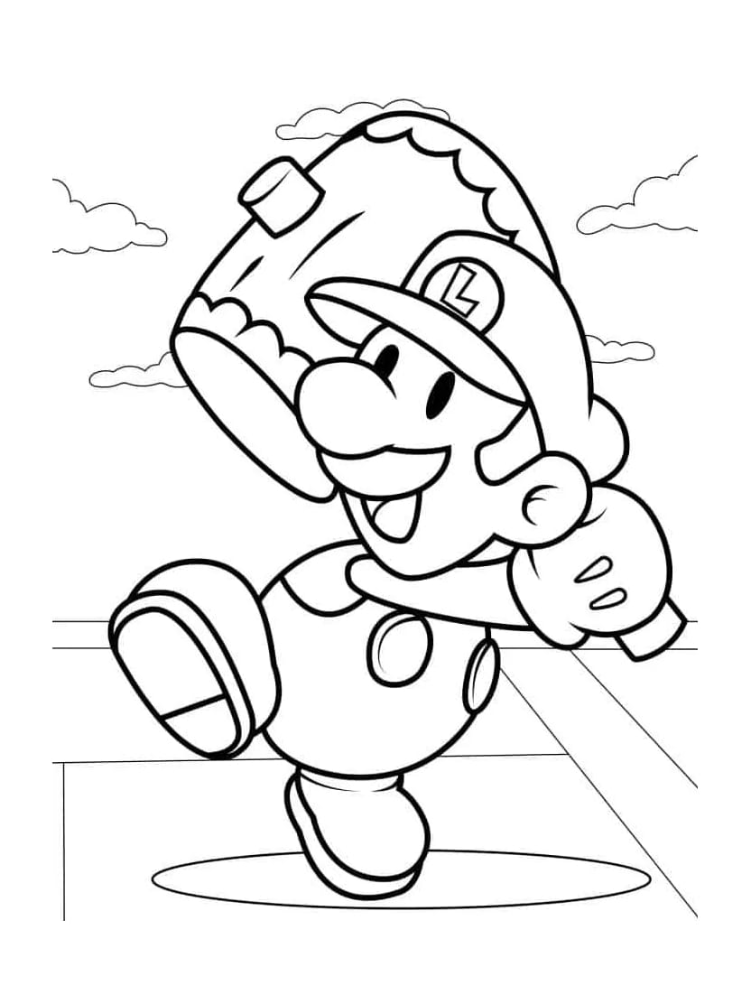 Coloriage Luigi Tennant Un Marteau