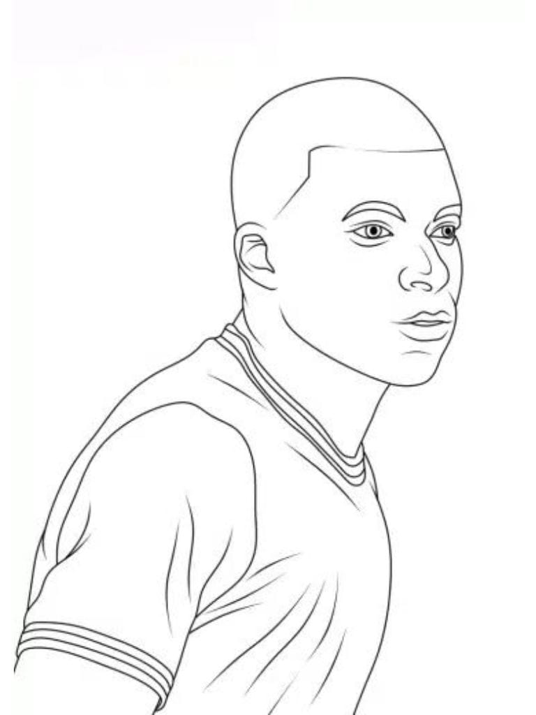 Coloriage Mbappe Dans Une Action De Football Inoubliable