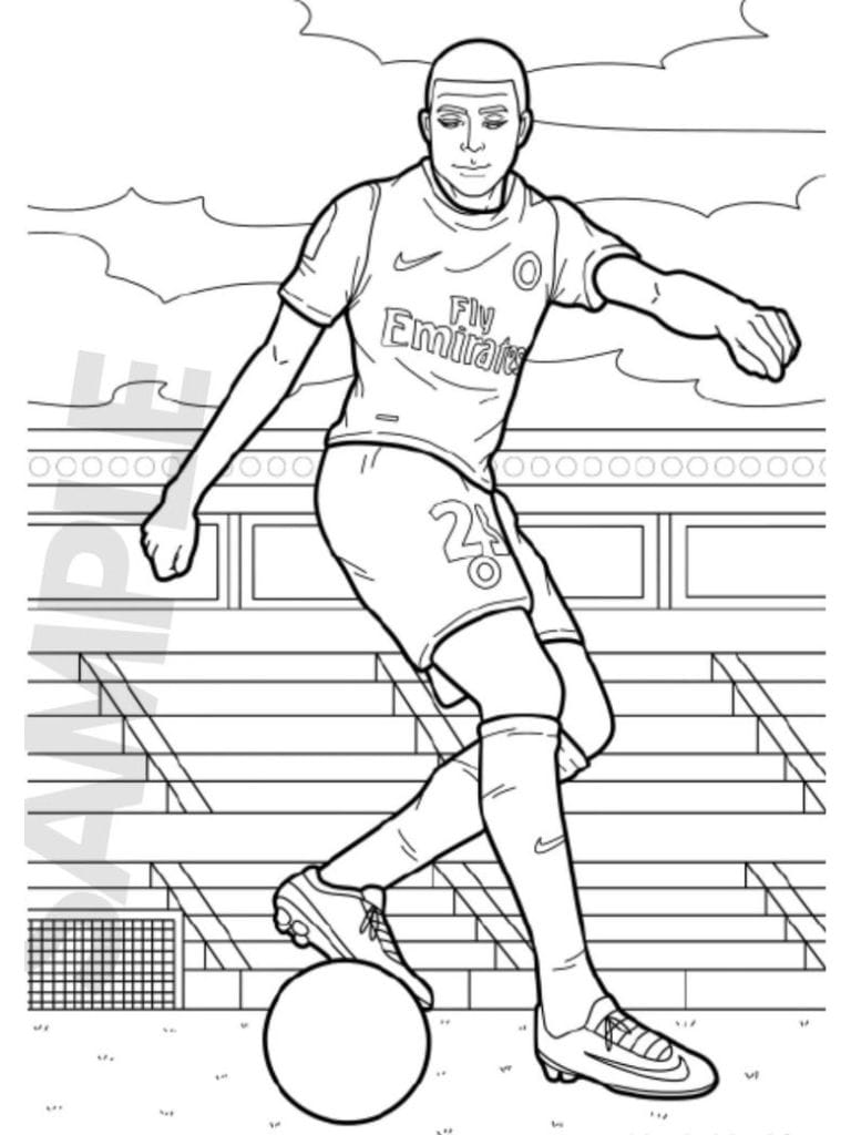 Coloriage Mbappe Illustration De La Legende Francaise Du Foot