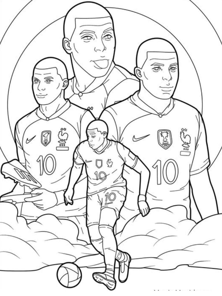 Coloriage Mbappe Portrait De L Icone Du Football Moderne