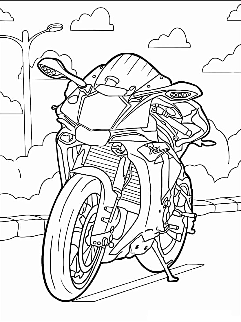 Coloriage Moto Avec Moteur Puissant Pour Un Experience Unique