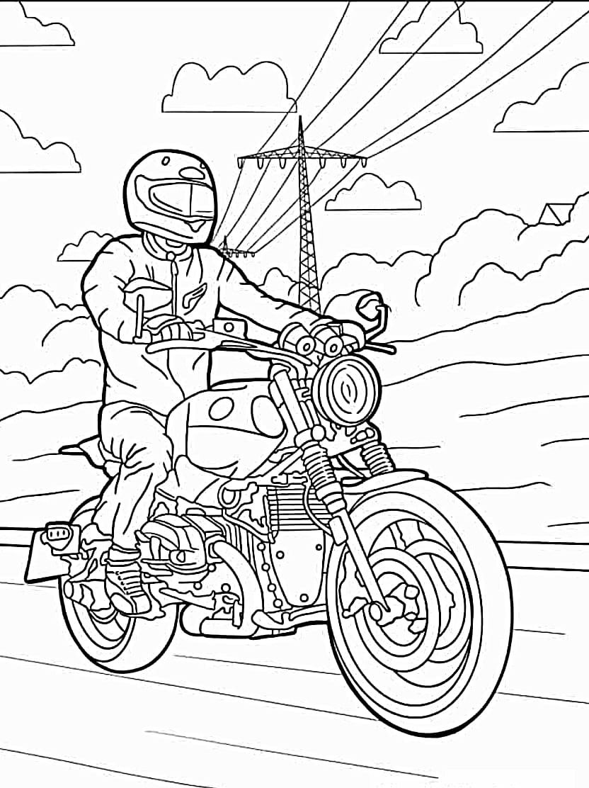 Coloriage Moto Chopper Moderne A Personnaliser