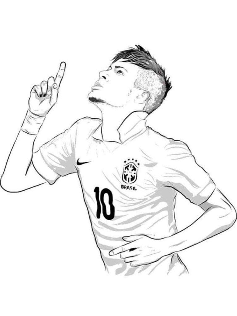 Coloriage Neymar Avec Son Style Inimitable Sur Le Terrain