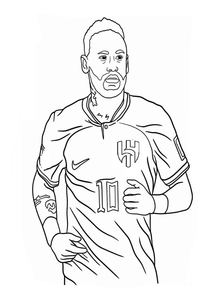 Coloriage Neymar Dans Son Maillot Avec Son Sourire Rayonnant