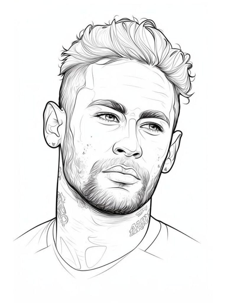 Coloriage Neymar En Action Sur Le Terrain De Football