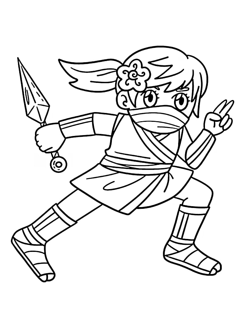 Coloriage Ninja En Train De Courir Vers But