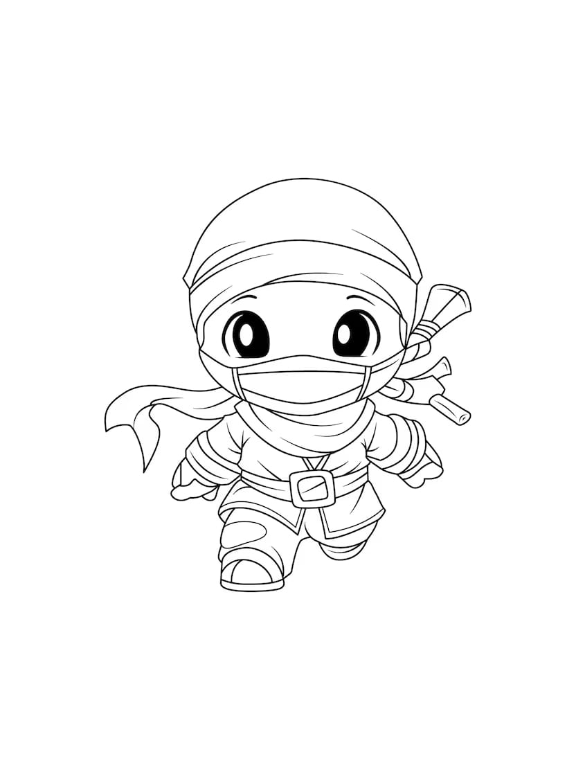 Coloriage Ninja En Train De Courir