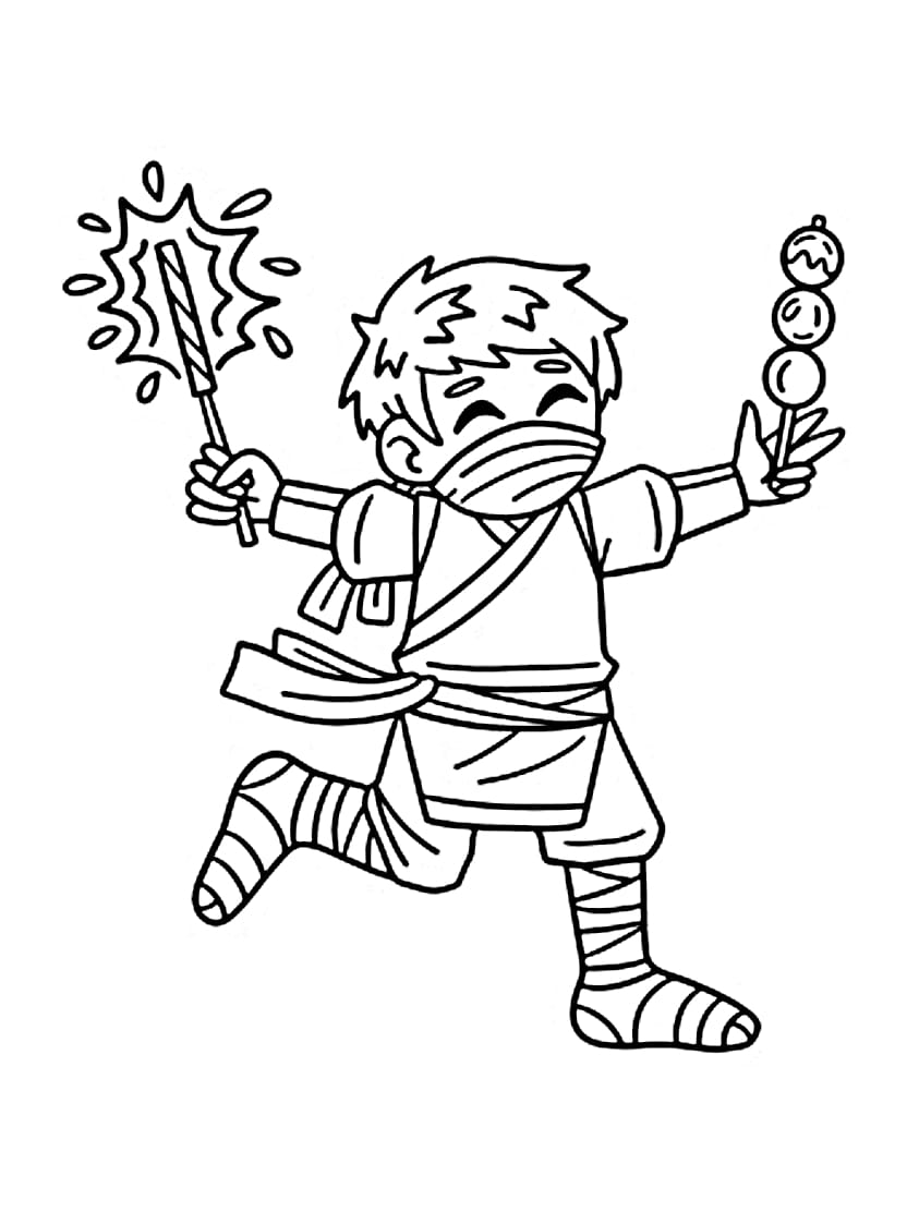 Coloriage Ninja En Train De Danser