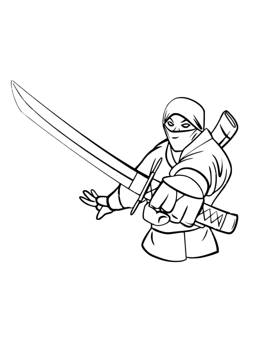 Coloriage Ninja Tenant Katana