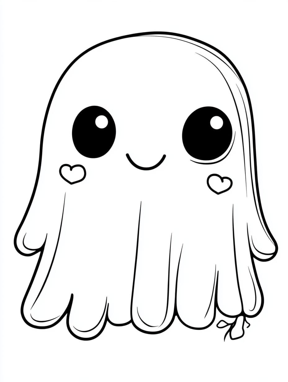 Coloriage Noir Et Blanc Image D Un Mignon Fantome