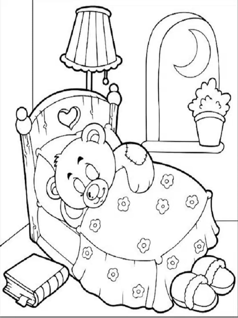 Coloriage Nounours Allant Se Coucher