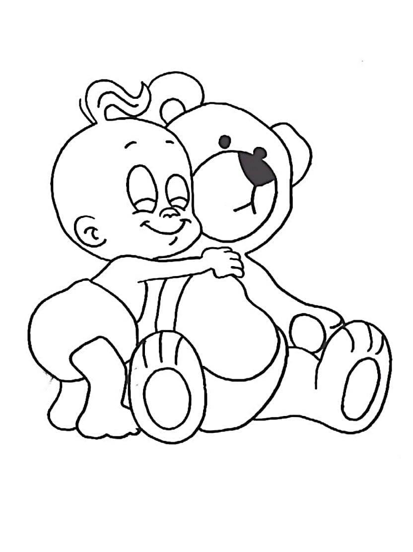 Coloriage Nounours Et Bebe