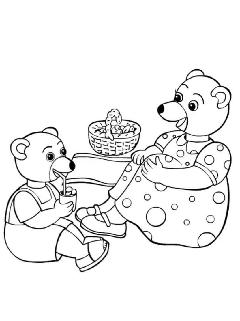 Coloriage Nounours Et Sa Famille