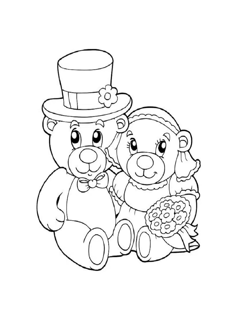 Coloriage Nounours Portant Un Chapeau Avec Ami