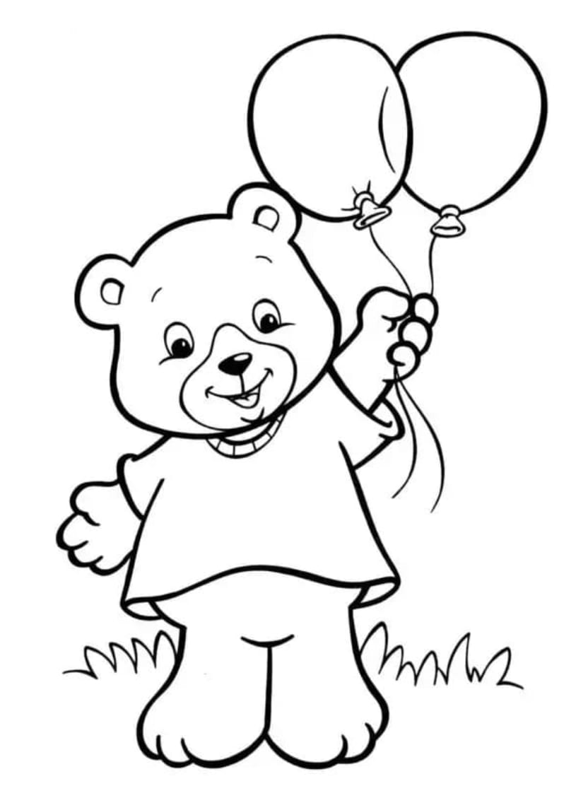 Coloriage Nounours Tenant Un Balloon