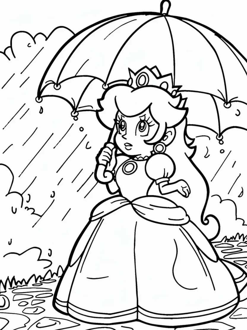 Coloriage Peach Dans Un Monde Feerique