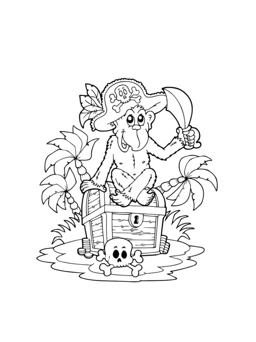 Coloriage Pirate Et Coffre Gratuit