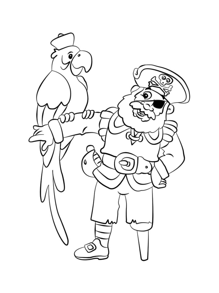 Coloriage Pirate Et Perroquet