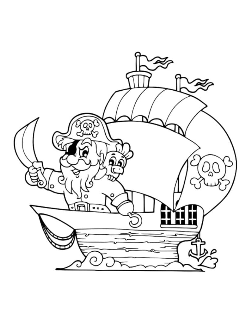 Coloriage Pirate Sur Un Bateau