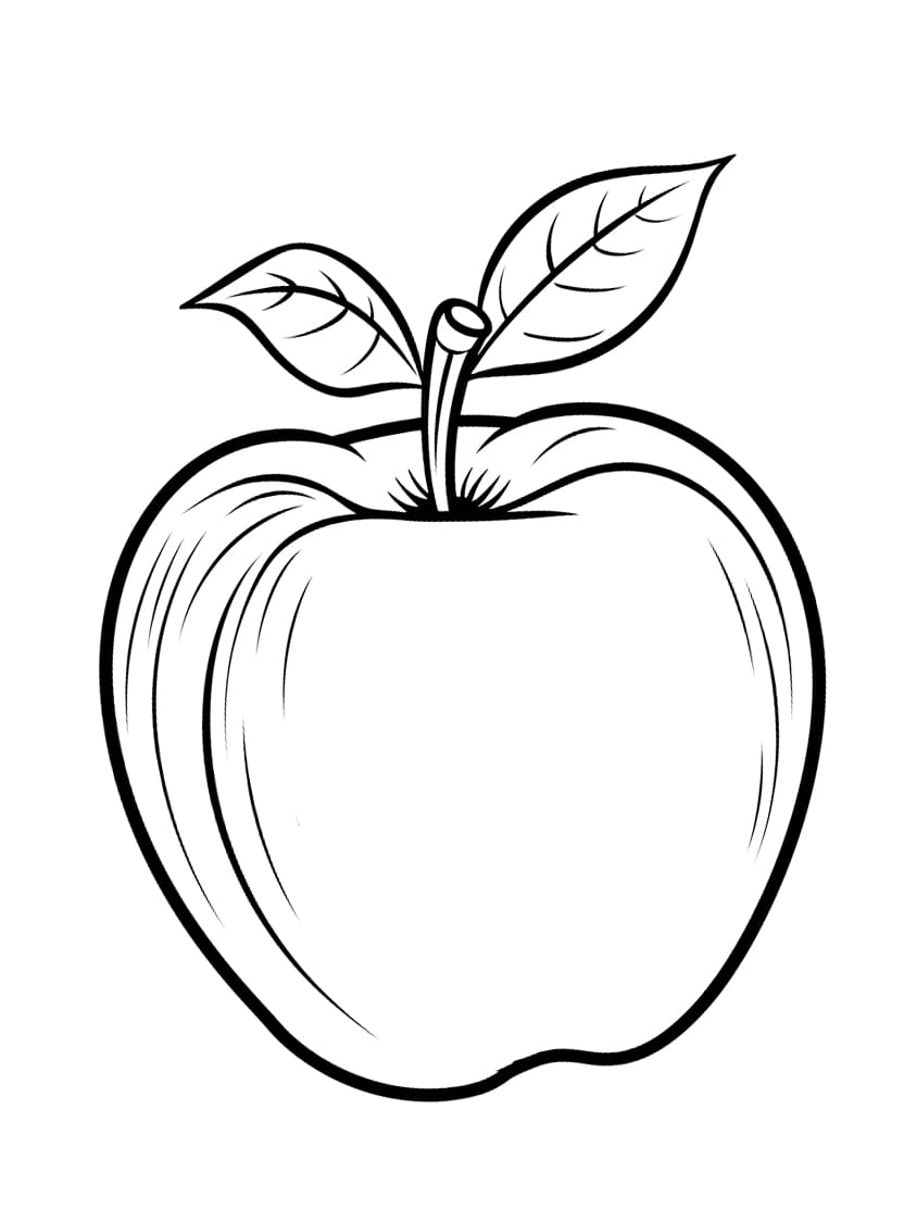 Coloriage Pomme Simple Et Mignon Pour Enfants