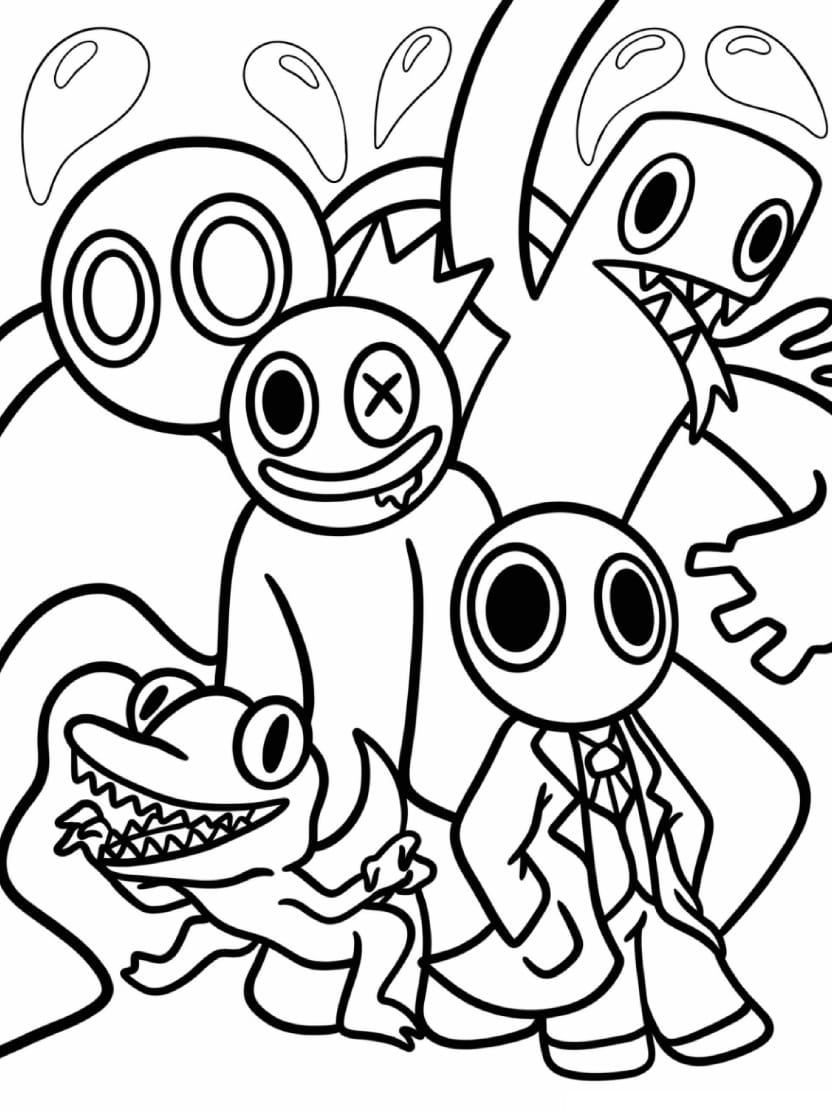 Coloriage Rainbow Friends Design Enfantin