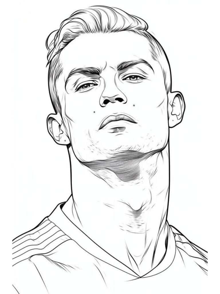 Coloriage Ronaldo Sur Le Terrain De Football En Plein Effort