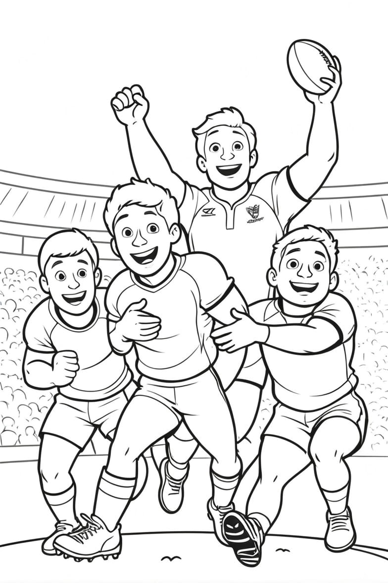 Coloriage Rugby Sport De Contact En Couleurs Et Art