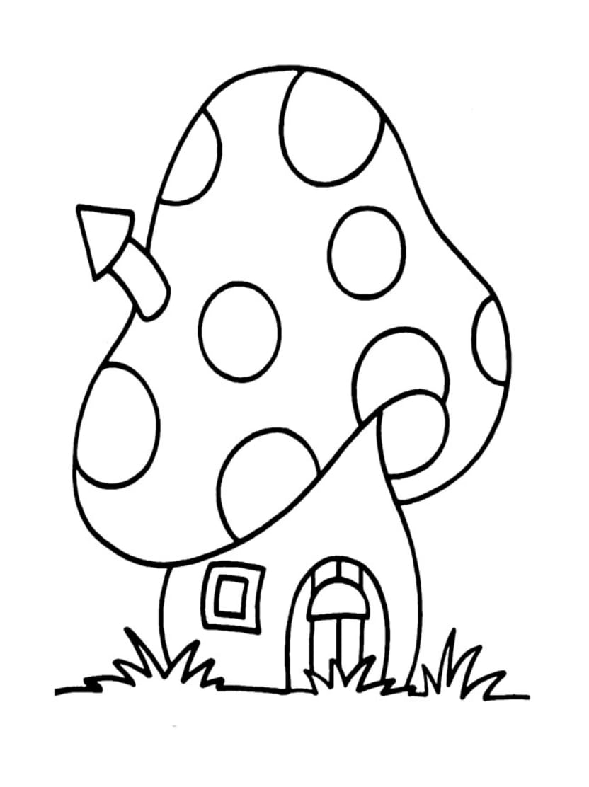 Coloriage Schtroumpf Avec Maison Champignon