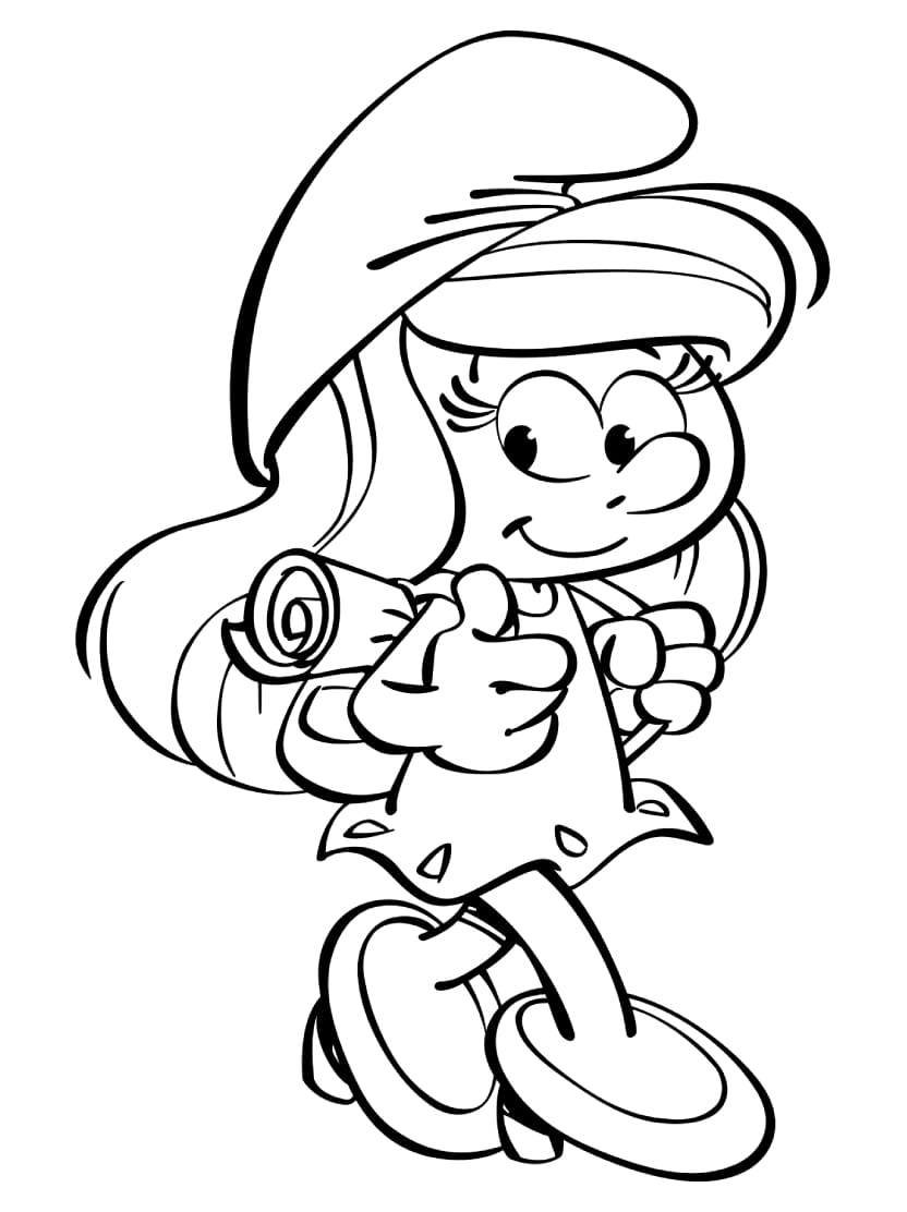 Coloriage Schtroumpf Petite Fille Mignonne