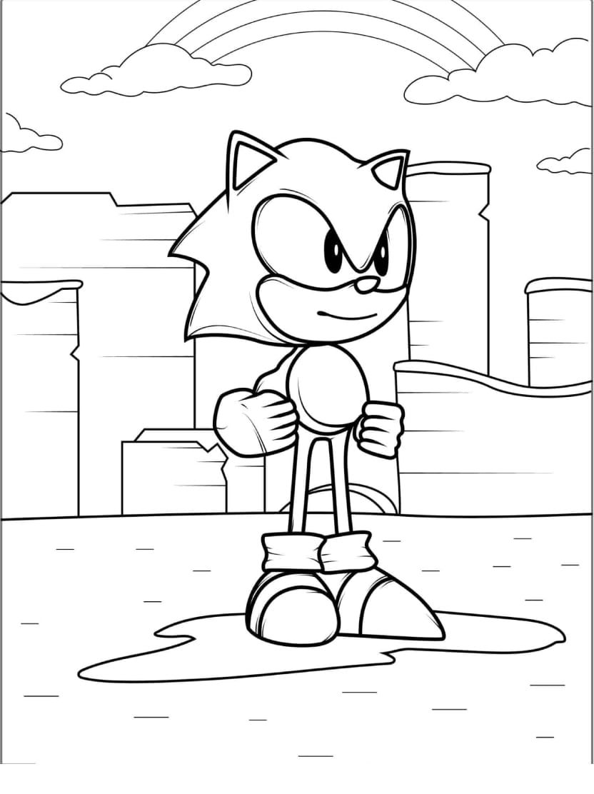 Coloriage Sonic Dans Un Monde Fantastique