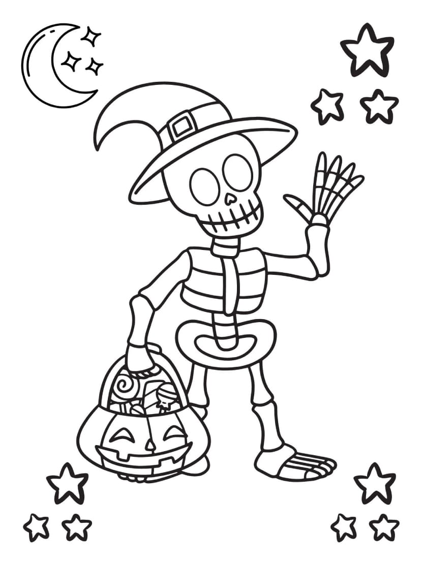 Coloriage Squelette Halloween