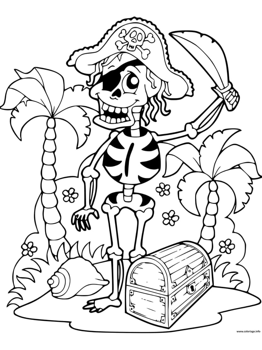 Coloriage Squelette Pirate