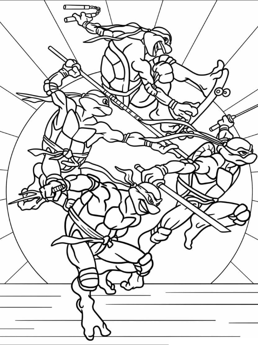 Coloriage Tortue Ninja En Famille